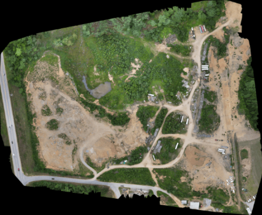 Detailed overhead map of a gravel pit